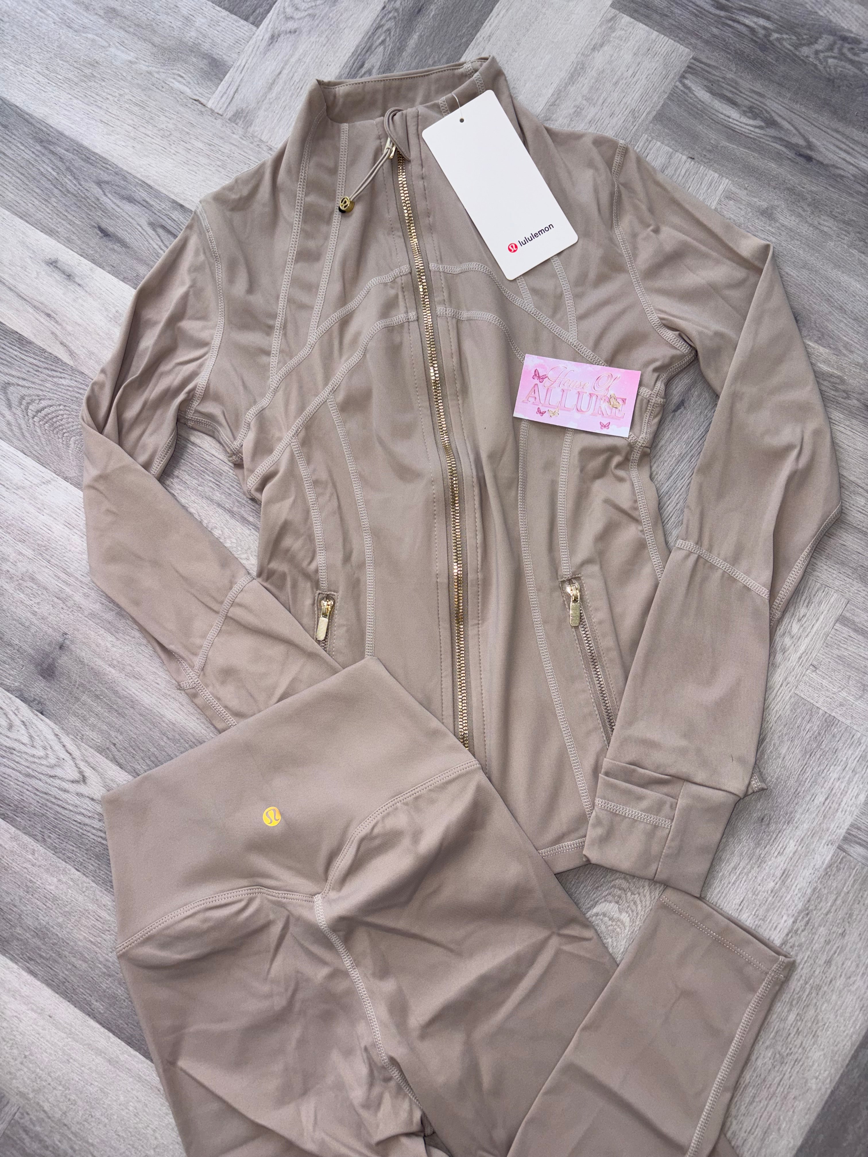 Beige LULU Gold Zip Set (PRE ORDER)