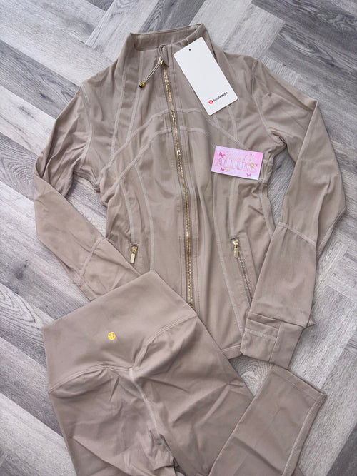 Beige LULU Gold Zip Set (PRE ORDER)