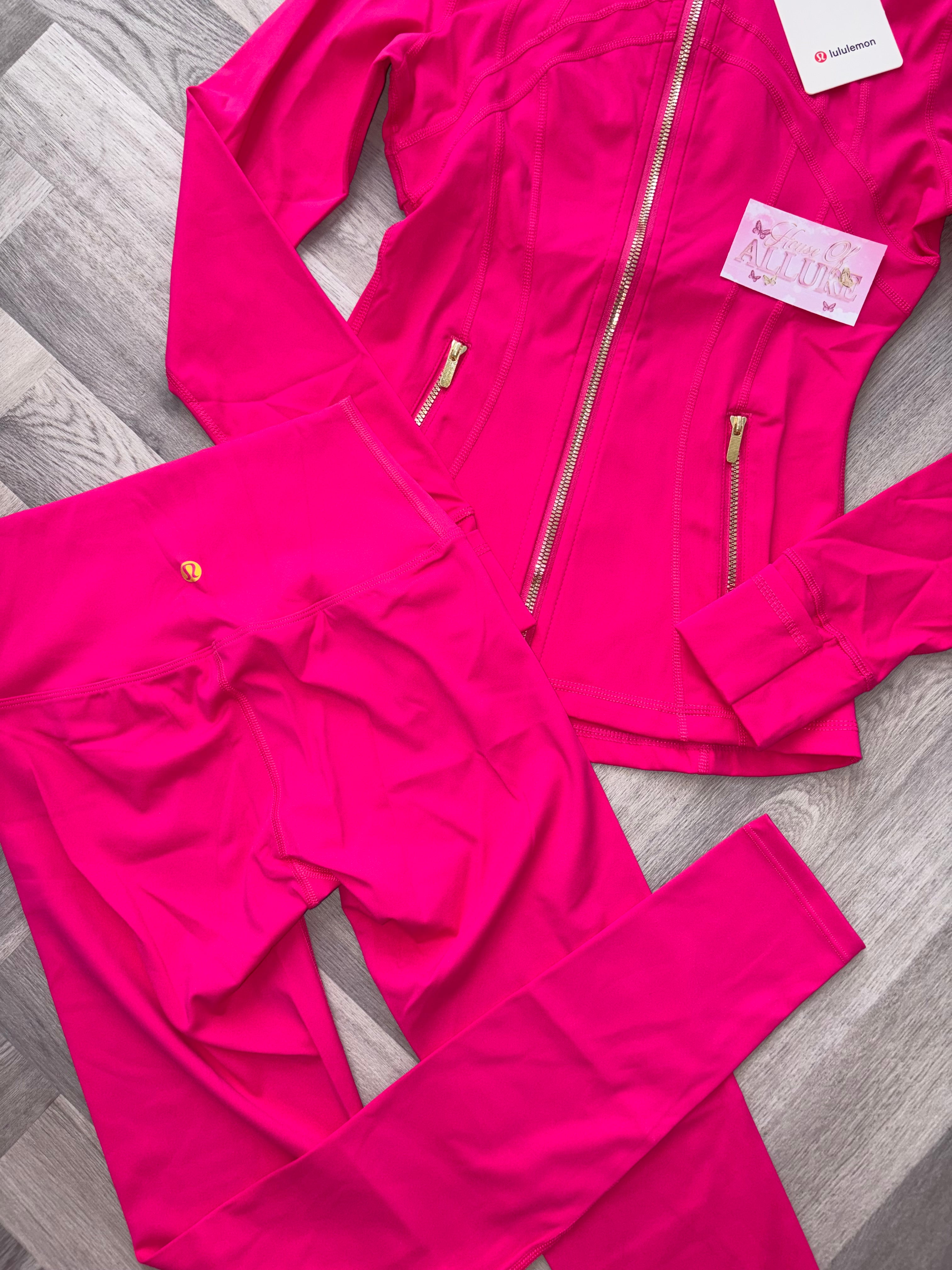 Hot Pink LULU Gold Leggings Set (PRE ORDER)