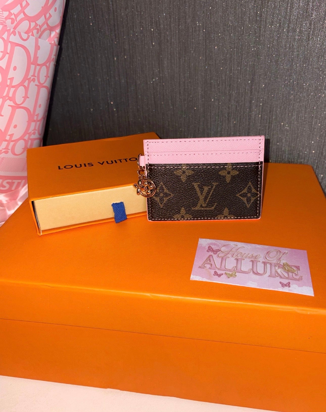 Pink and Brown Card Holder
