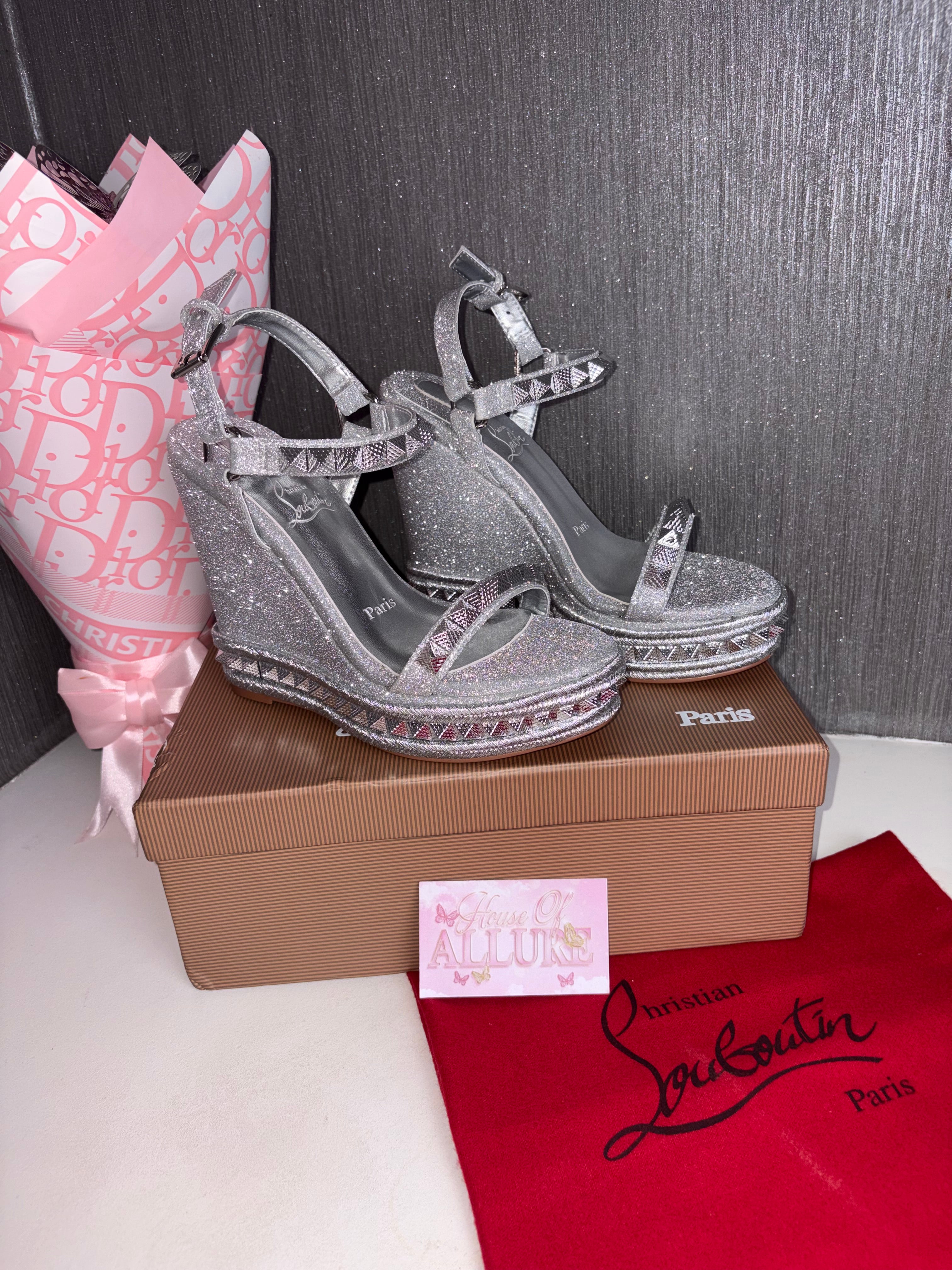 Silver Glitter L Studded Wedges (PRE ORDER)