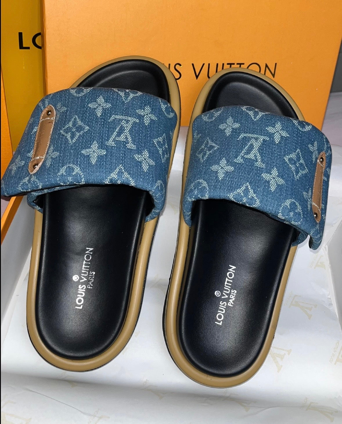 Blue Denim Pillow Slides (PRE ORDER)