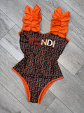 Orange FF Ruffle Swimsuit (PRE ORDER)