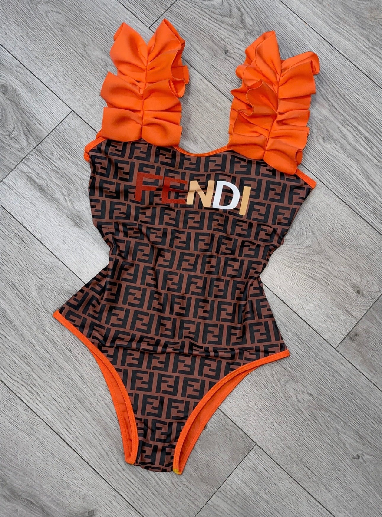 Orange FF Ruffle Swimsuit (PRE ORDER)