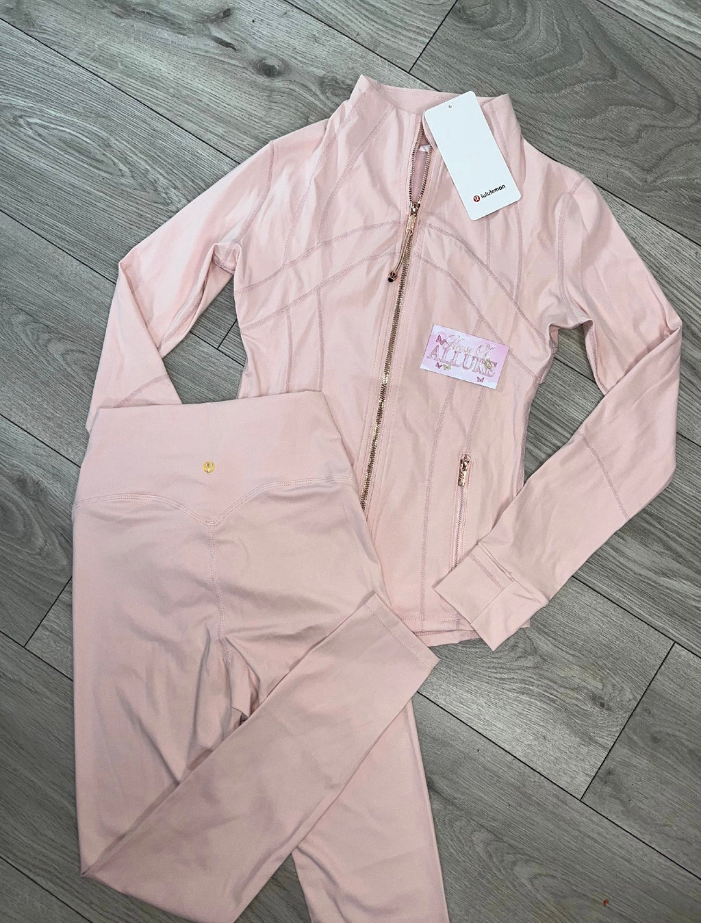 Light Pink and Gold LULU Leggings Set (PRE ORDER)