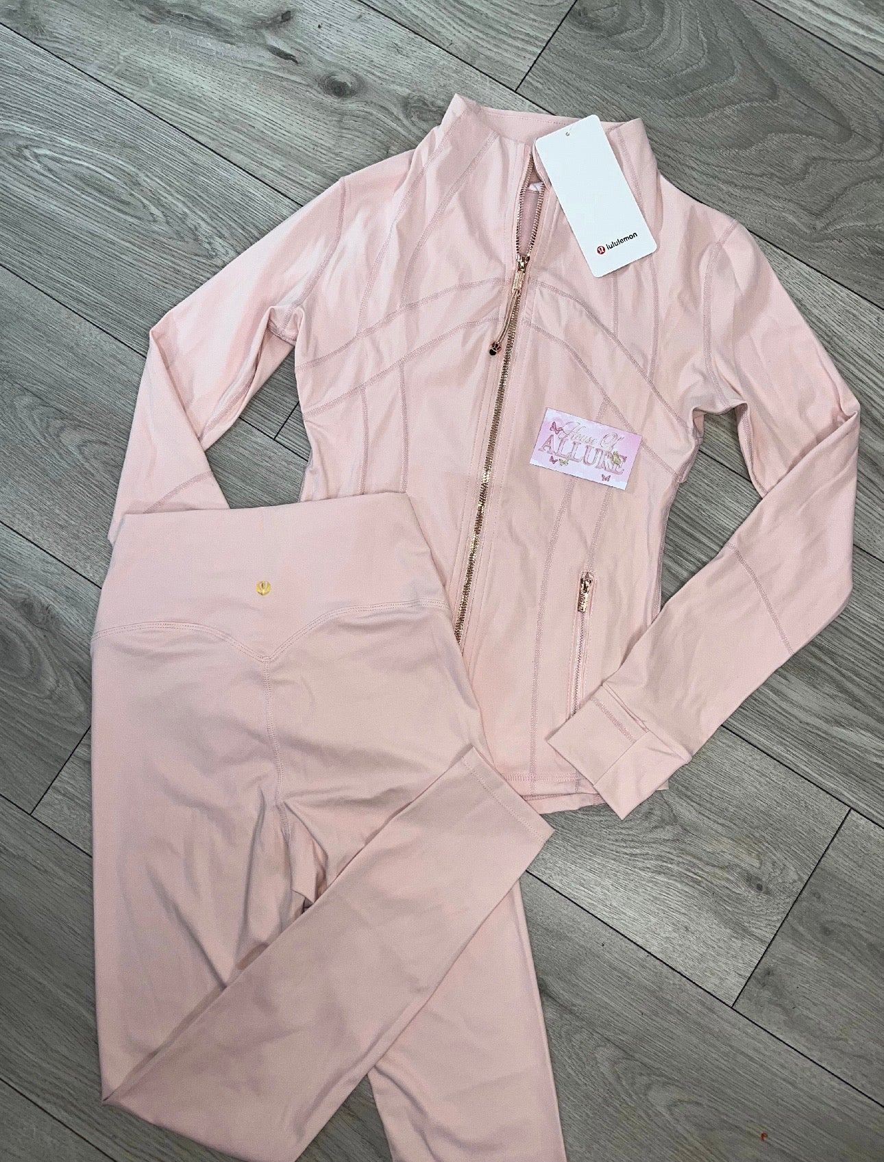 Light Pink and Gold LULU Leggings Set (PRE ORDER)