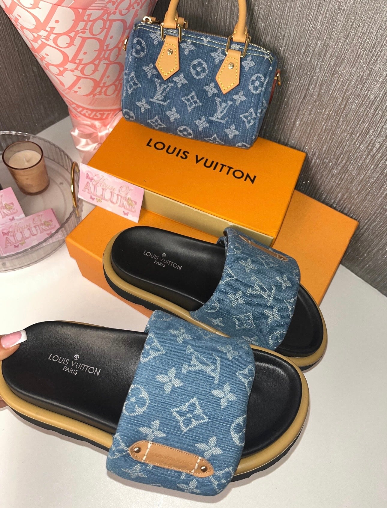 Blue Denim Pillow Slides (PRE ORDER)