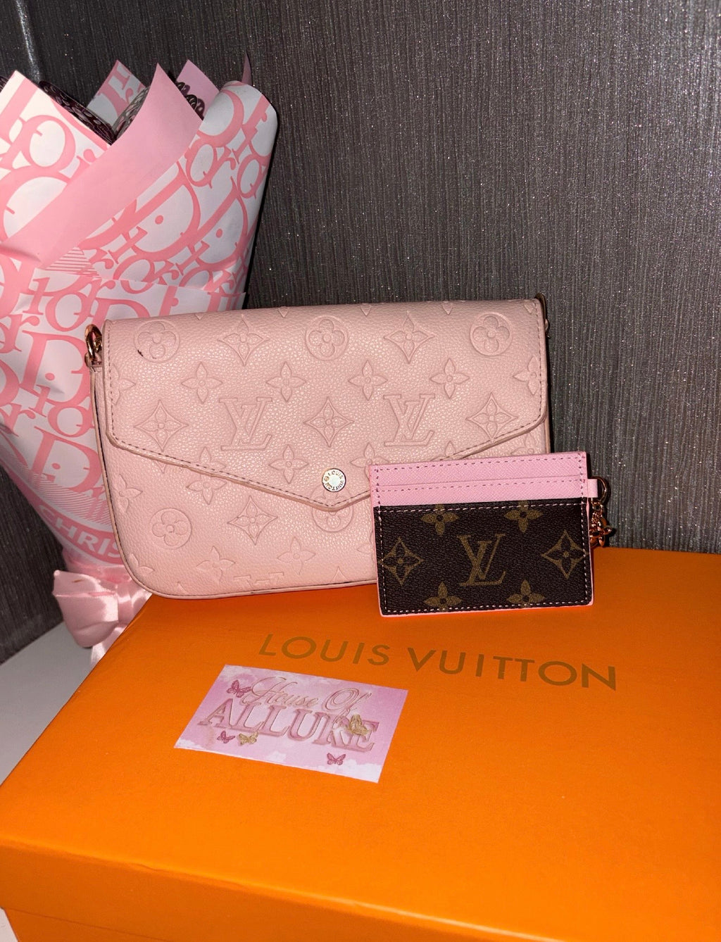 Pink and Brown Card Holder