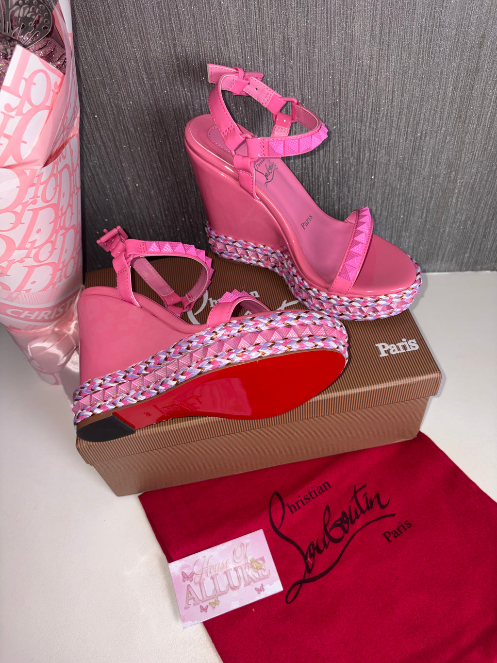 Pink L Studded Wedges (PRE ORDER)