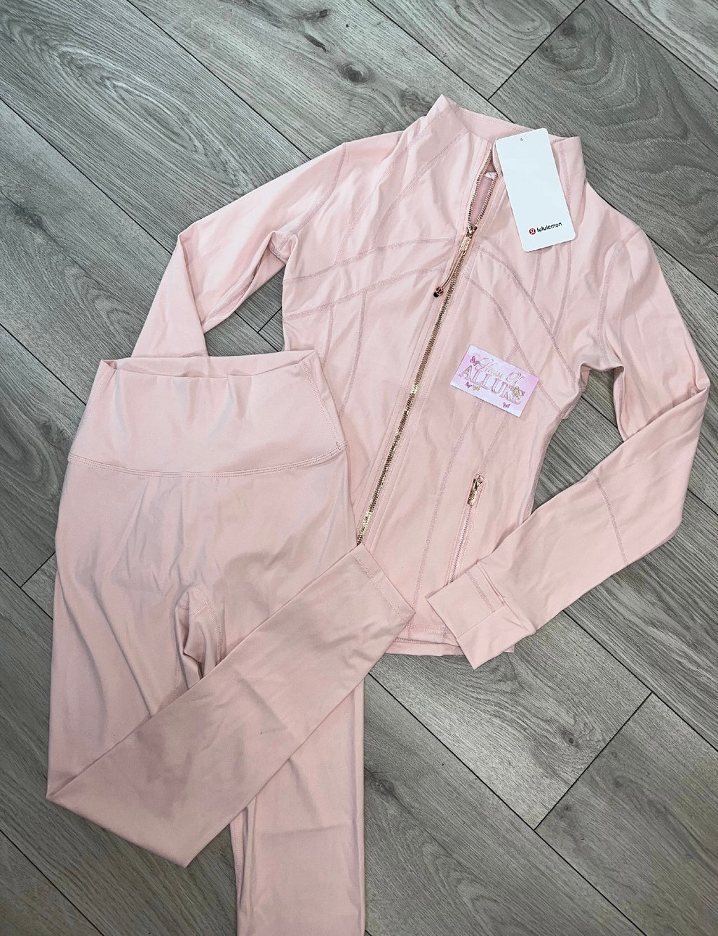 Light Pink and Gold LULU Leggings Set (PRE ORDER)