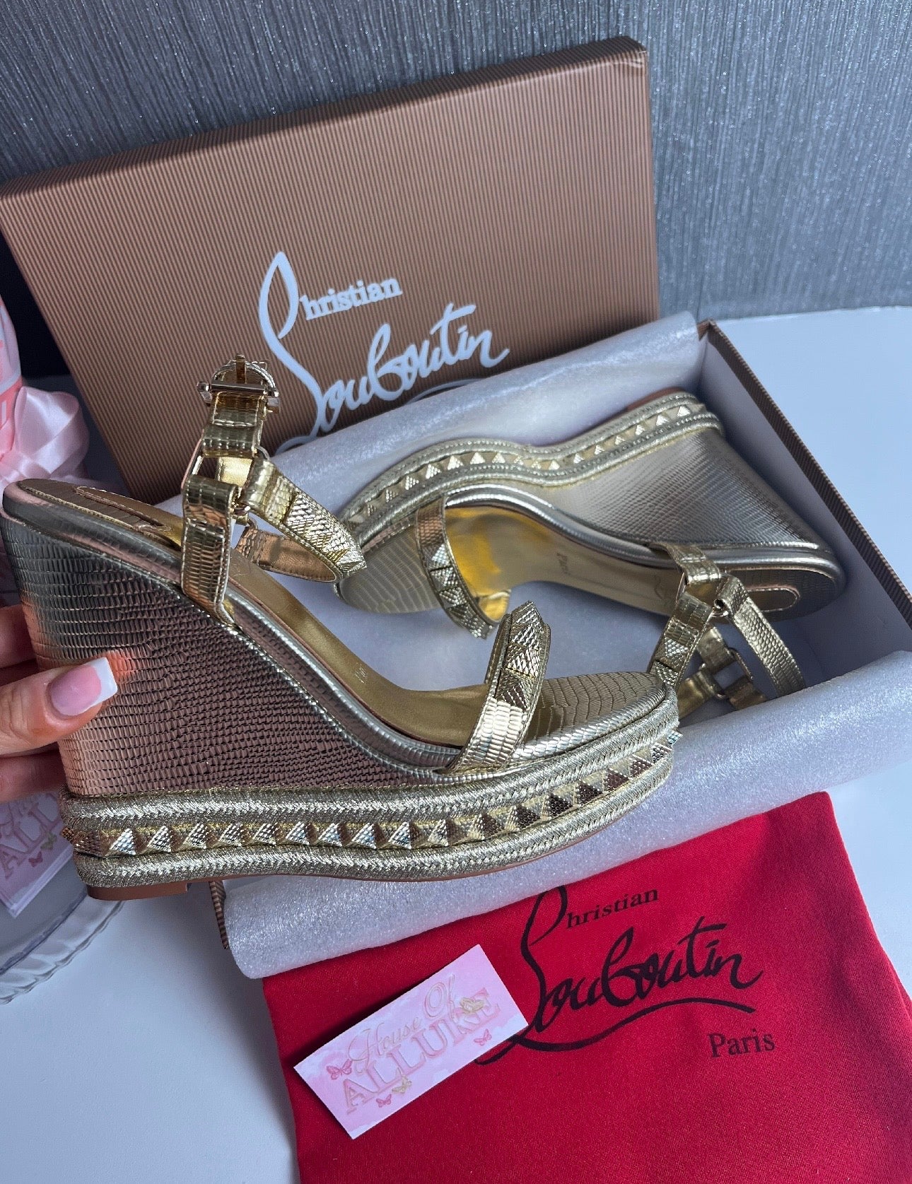 Gold Studded L Wedges (PRE ORDER)