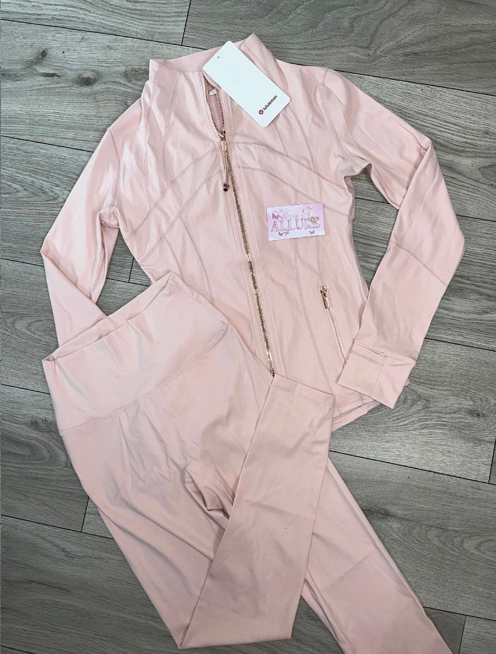 Light Pink and Gold LULU Leggings Set (PRE ORDER)