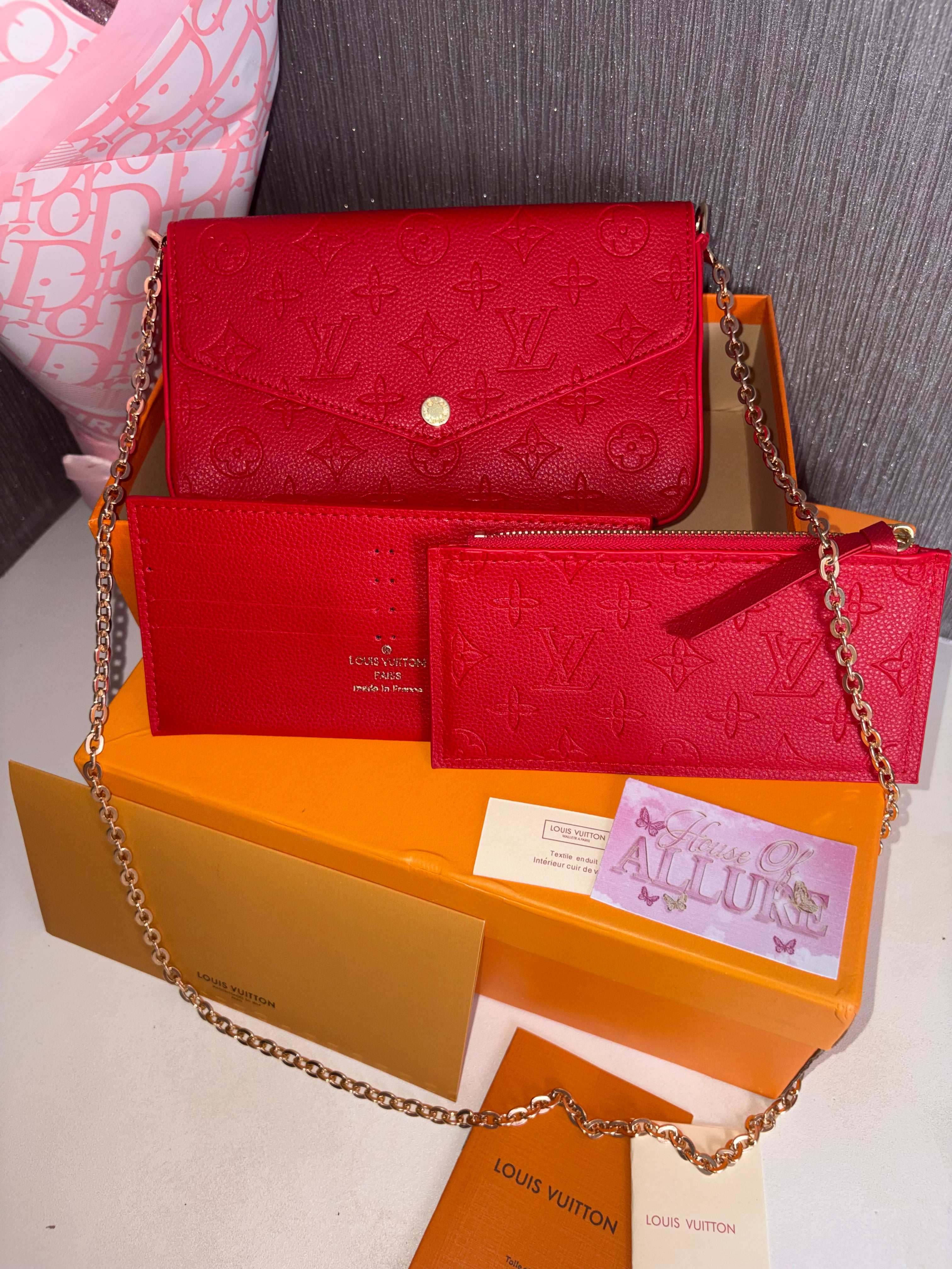 Red 3 Piece Pochette Bag (IN STOCK)