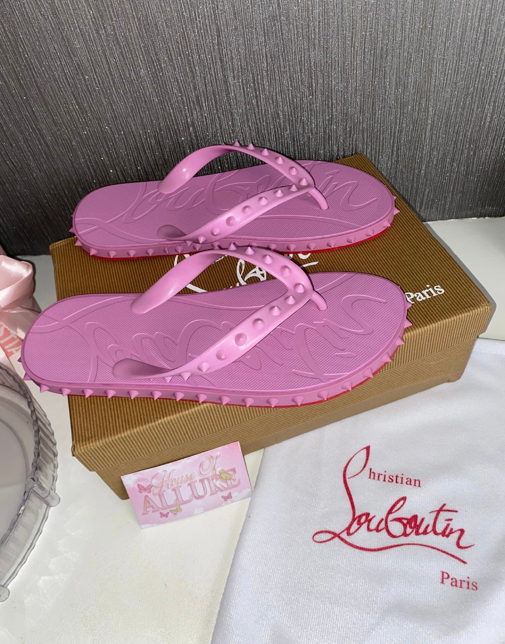 Pink L Studded Flip Flops (PRE ORDER)