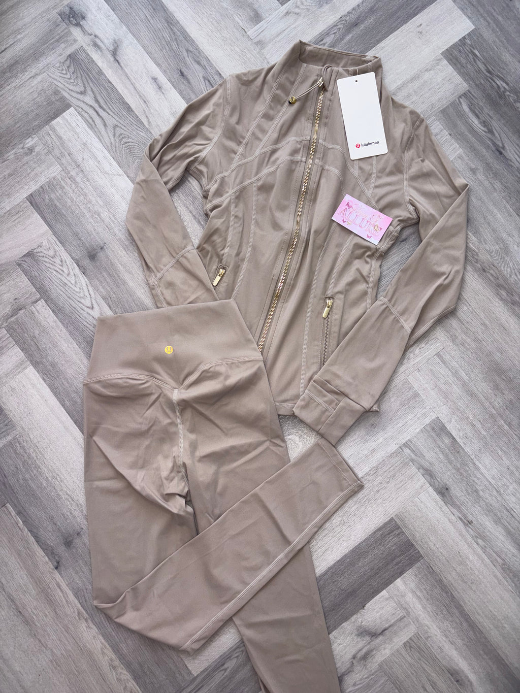 Beige LULU Gold Zip Set (PRE ORDER)