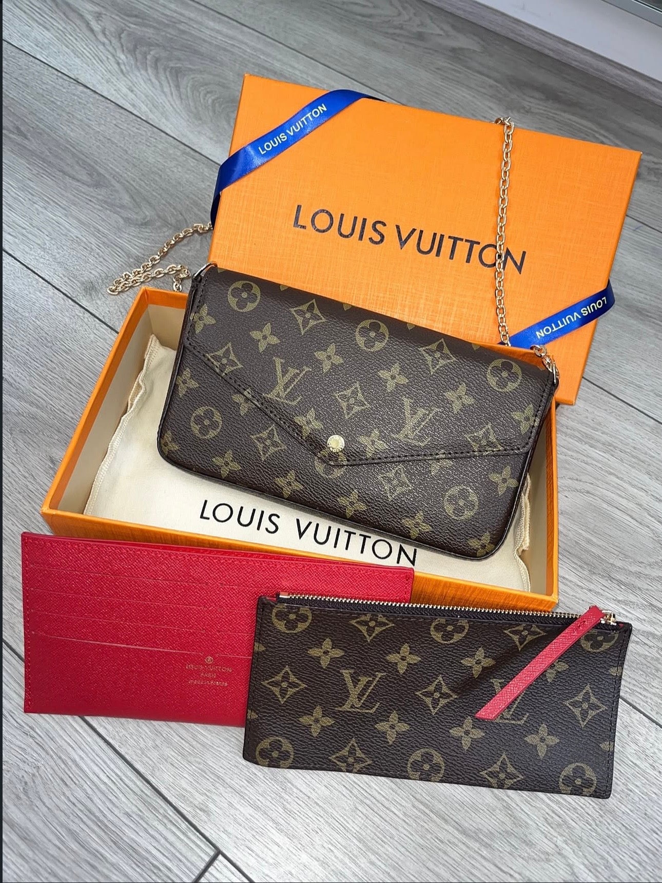 Brown/Red 3 Piece Pochette Bag (PRE ORDER)