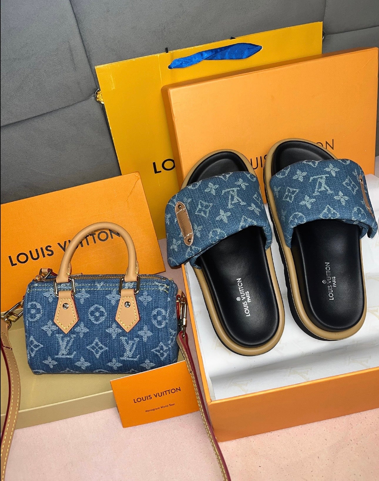 Blue Denim Nano Speedy Bag 16cm (PRE ORDER)