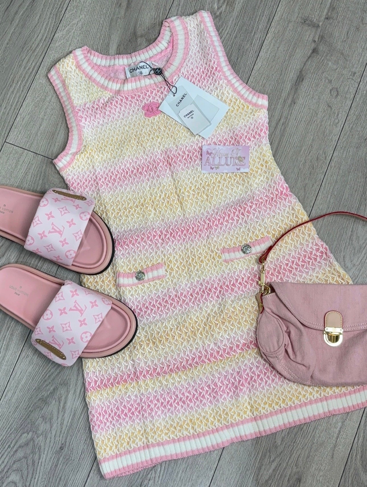 Pink and Yellow CC Knit Dress (PRE ORDER)
