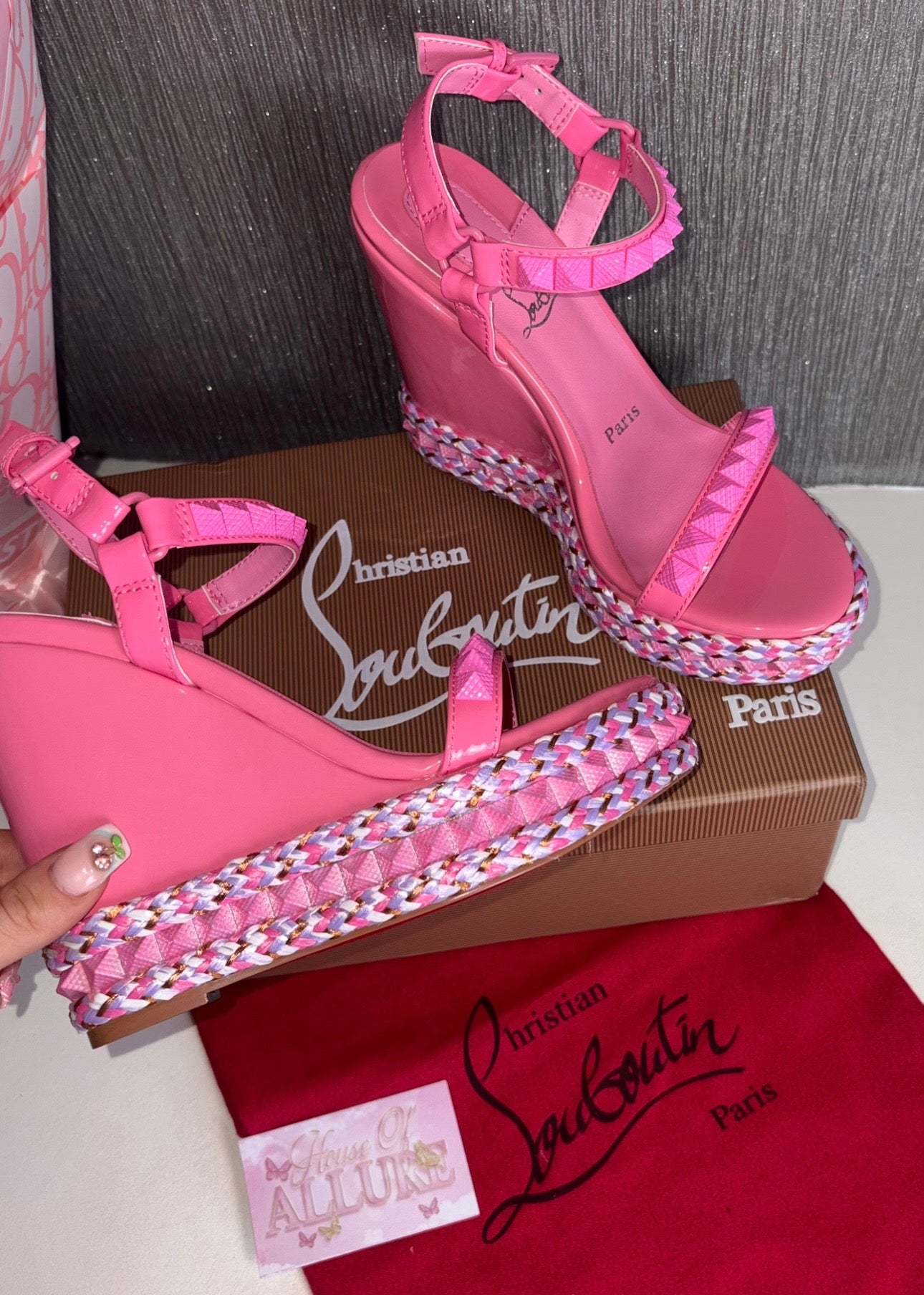 Pink L Studded Wedges (PRE ORDER)