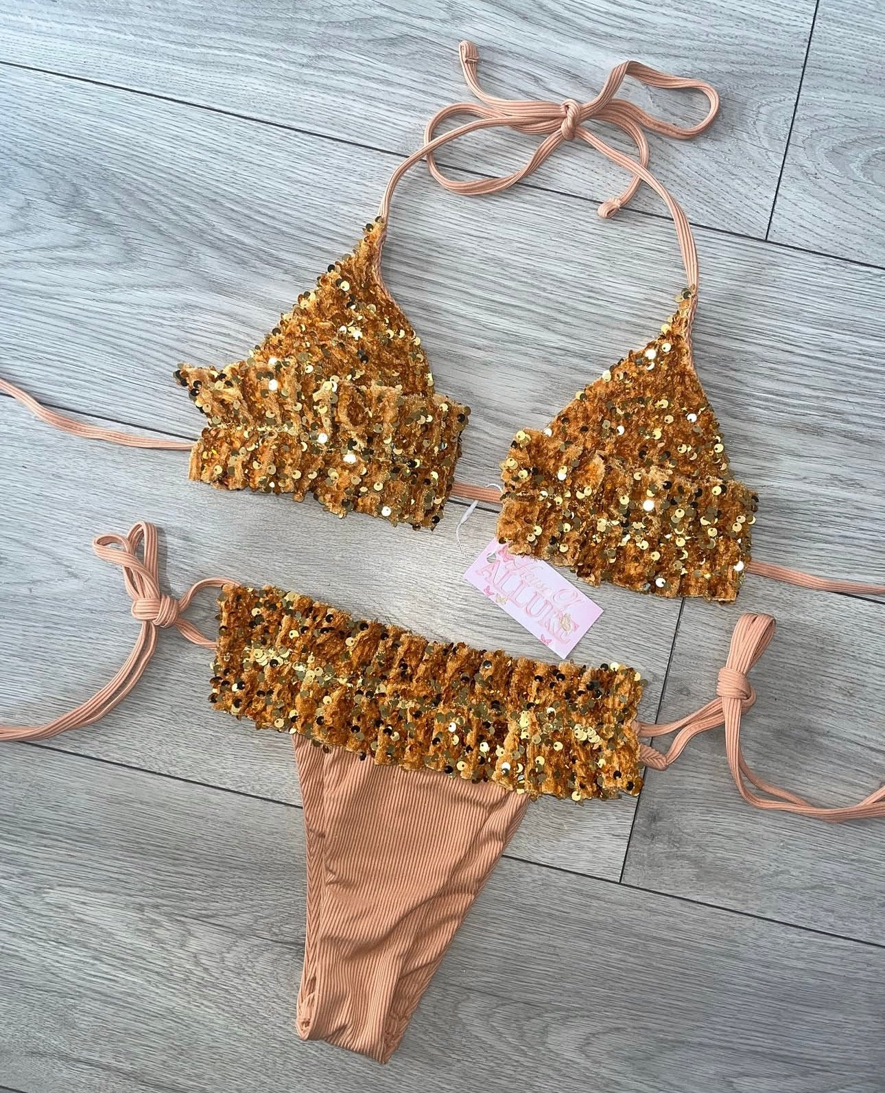 Gold ‘IBIZA’ Sequin Bikini Set (PRE ORDER)